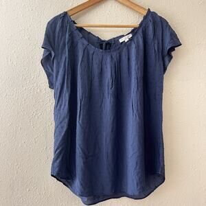 Lauren Conrad Cami Blouse S/S Top Blue Tassle Dots XL